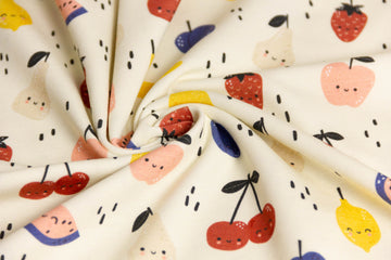 Jersey mit Früchten, Obst, Fräulein von Julie, dunkelblau, FVJ-2910, 0,5 m